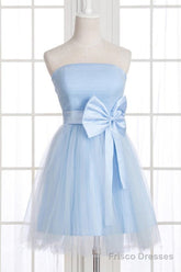 A-Line Strapless Bowknot Short Prom Dresses Homecoming Dress