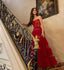 A-Line Stunning Red Long Prom Dresses Formal Evening Gowns