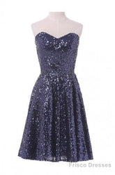 A-Line Sweetheart Knee Length Sequined Homecoming Dress With Beads