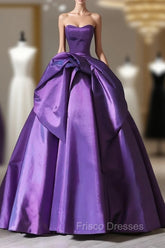 A-Line Sweetheart Neck Satin Purple Long Formal Prom Dress Formal Dress Evening Dress