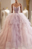 A-Line Sweetheart Neck Tulle Pink Long Formal Prom Dress, Pink Formal Dress