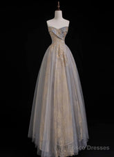 A Line Sweetheart Tulle And Lace Long Prom Dress, Tulle Long Evening Dress