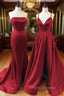 A-Line Trumpet/Mermaid Sleeveless Sweep Train Satin Formal Prom Dress With Split