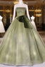 A Line Tulle Green Long Formal Prom Dress, Green Tulle Evening Party Dress