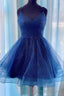 A-line Tulle Spaghetti Straps Cascading Ruffles Corset Short/Mini Dress
