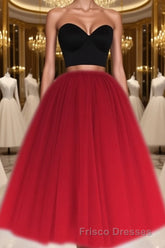 A Line Two Piece Homecoming Dress Short Tulle Formal Prom Gowns