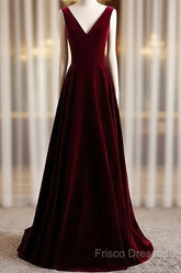 A-Line Velvet V-Neckline Sleeveless Long Party Dress Formal Prom Dress Bridesmaid Dress