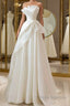 A-Line White Organza Long Formal Prom Dress, White Long Formal Dress