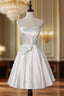 A-Line White Satin Sweetheart Pleats Homecoming Dress
