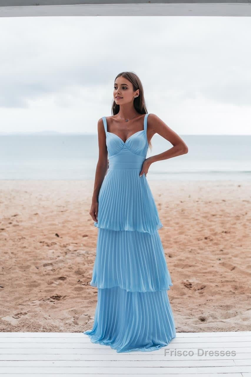 A-line Wide Straps Blue Sleeveless Floor Length Prom Dress,Blue Brides Frisco Dresses A-line Wide Straps Blue Sleeveless Floor Length Prom Dress,Blue Brides Frisco Dresses