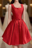 Cute A Line Satin Short Formal Prom Dress, With Bow Evenig Dress