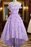 Adorable Lace Light Purple High Low Homecoming Dress, Cute Sweetheart Formal Prom Dress