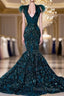 African Black Girls Court Train Feather V Neck Sexy Formal Party Gowns Formal Prom Dress