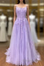 Amazing Lilac Straps Long Lace Formal Prom Dress With Appliques