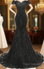 Applique Off The Shoulder Black Mermaid Long Formal Dress