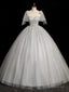 Gray Sparkly Tulle Long Scoop Neckline Prom Dress, Beautiful A-Line Evening Party Dress