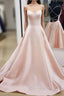 Backless Pink Satin Long Formal Prom Dress, Open Back Pink Satin Formal Graduation Dress