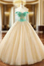Ball Gown Champagne Tulle Sequins Off The Shoulder Wedding Dress