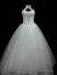 Ball-Gown Halter Beading Floor-Length Tulle Wedding Dress
