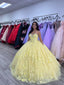 Ball Gown Lace Sweetheart Yellow Quinceanera Dress