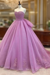 Ball Gown Formal Prom Dress Floor Length Tulle Quinceanera Dress