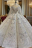 Ball Gown Sequins Long Sleeve Beading Crystal Wedding Dress
