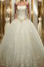 Ball Gown Strapless Floor-Length Tulle Wedding Dress With Rhinestone