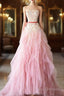 Ball Gown Strapless Tulle Long Pink Formal Prom Dress Formal Dress