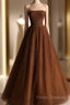 Ball Gown Strapless Tulle Long Formal Prom Dress Formal Dress