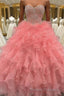 Ball Gown Sweetheart Floor-Length Organza Evening Dress With Beading