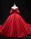 Ball Gown Wedding Dresses Satin Ruffles Sleeves