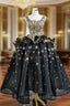 Be The Formal Prom Queen Black Ball Gown Tulle Square Star Sequins Formal Prom Dress