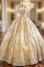 Be The Formal Prom Queen Gold Ball Gown Sequins Sweetheart Neck Pleats Long Wedding Dress
