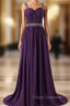 Beading A-line Chiffon Formal Prom Dress Sweetheart Formal Prom Dress