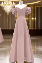 Beautiful A-Line Straps Pink Long Formal Prom Dress