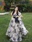 Beautiful Black Print A-Line Princess Dresses With Bow