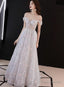 Beautiful Grey Off Shoulder Sweetheart Long Party Dress Prom Dress, Grey Evening Dress