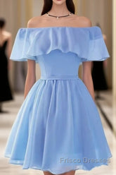 Beautiful Light Off Shoulder Knee Length Bridesmaid Dress, Party Dress