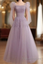Beautiful Light Purple Tea Length Soft Tulle Party Dress, Cute Short Homecoming Dress Formal Dress