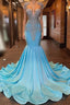 Beautiful Long Sleeveless Mermaid Formal Prom Dresses With Beading