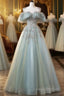 Beautiful Mint Blue Round Neckline Party Dress, Tulle With Sweet 16 Dress Formal Prom Dress