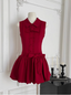 Beautiful Red Three-Dimensional Flower Sleeveless Polo Collar Sleeveless Flower Bud Birthday Short Skirt Homecoming Dress