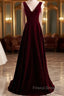 Beautiful Wine Red Simple Long A-Ine Wedding Party Dress, Dark Red Formal Prom Dress