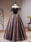 Black A-Line Satin Tulle Long Formal Prom Dress, Black Formal Black Evening Dress