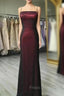 Black and Red Square Neckline Party Dress, Black and Red Long Formal Prom Dress