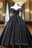 Black Ball Gown Sequins Off the Shoulder Formal Prom Dress