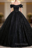Black Ball Gown Tulle Sequins Formal Prom Dress