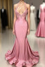 Black Girl Formal Prom Dress Mermaid Sleeveless Pink Formal Prom Dress | Sexy Beads Appliques Formal Dress