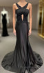 Black Halter Long Formal Prom Dress with Corset Top and Slit Skirt