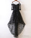 Black High Low Lace Prom Dress, Black Homecoming Dress